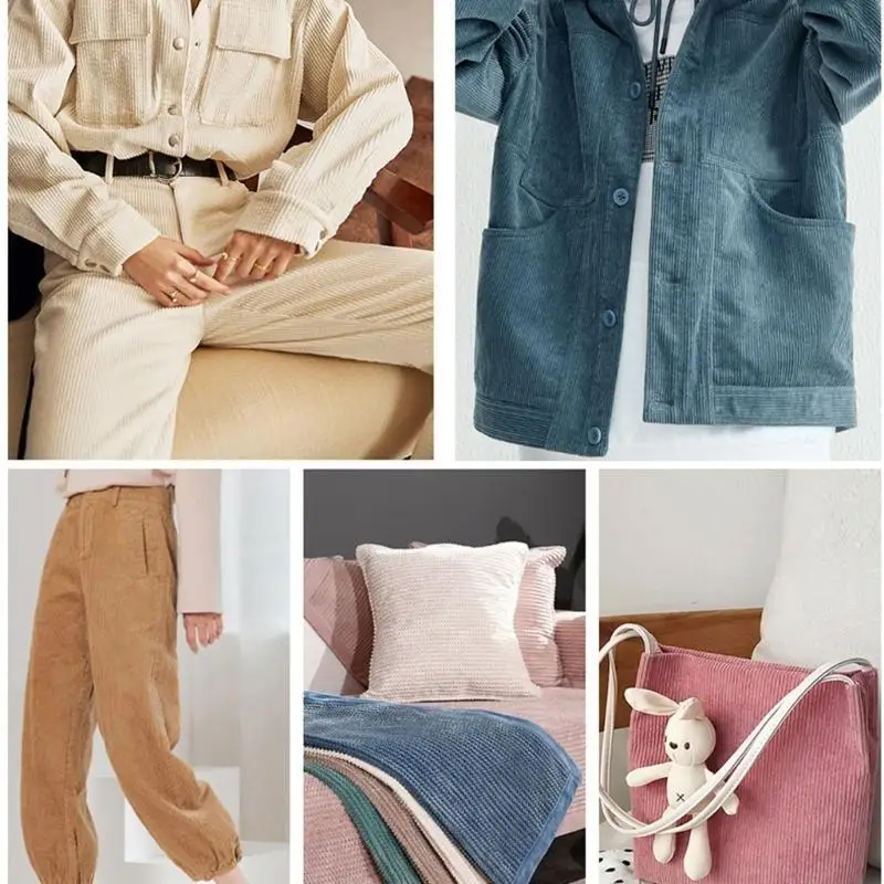 

652F Thick Stripe Corduroy Fabric Warm Coat Clothing Handmade Sewing Sofa Pillow