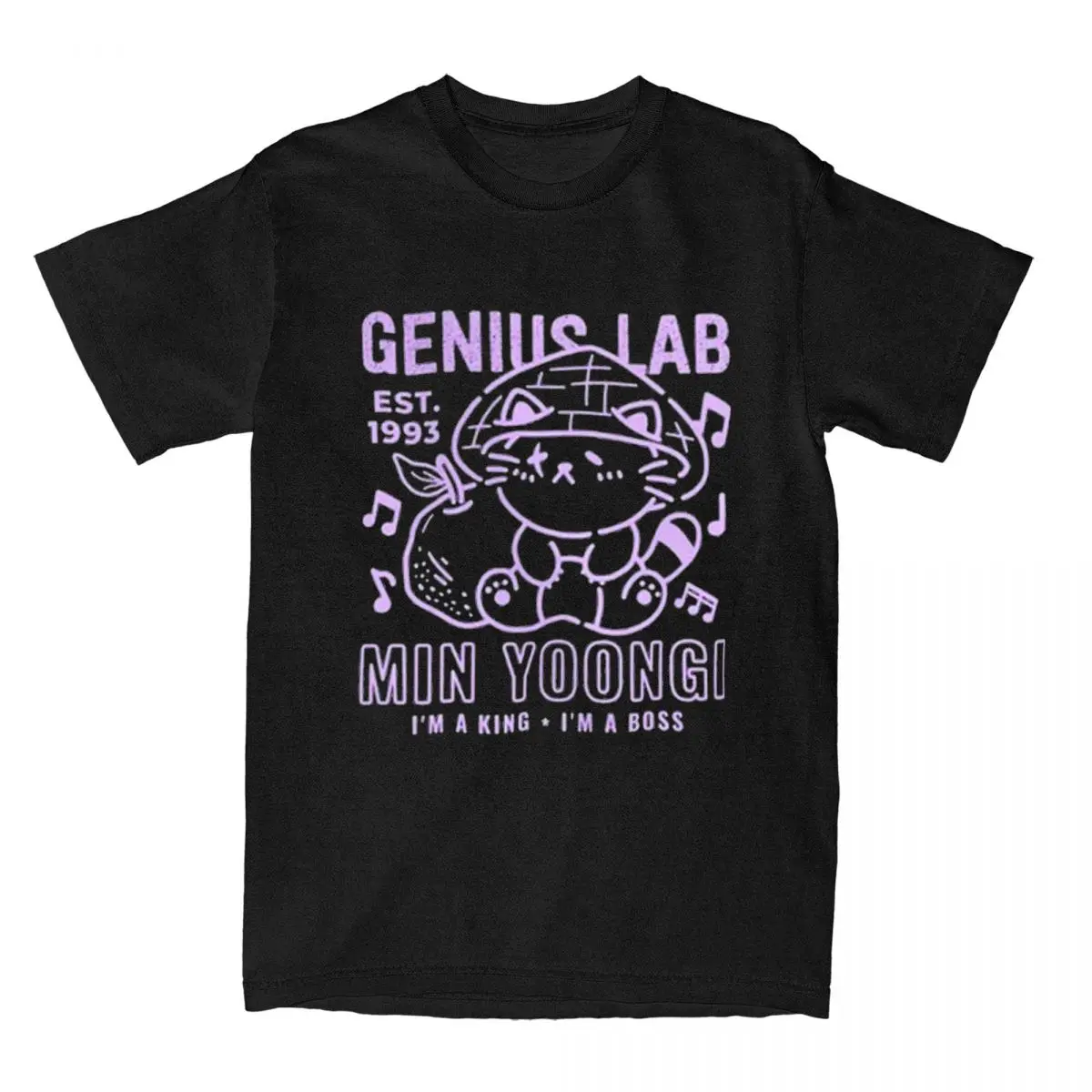 Genius Lab Yoongi J-Jungkooks Kpop Music Men T Shirts Tee Shirt Short Sleeve Round Neck T-Shirts Pure Cotton Gift Idea Clothing