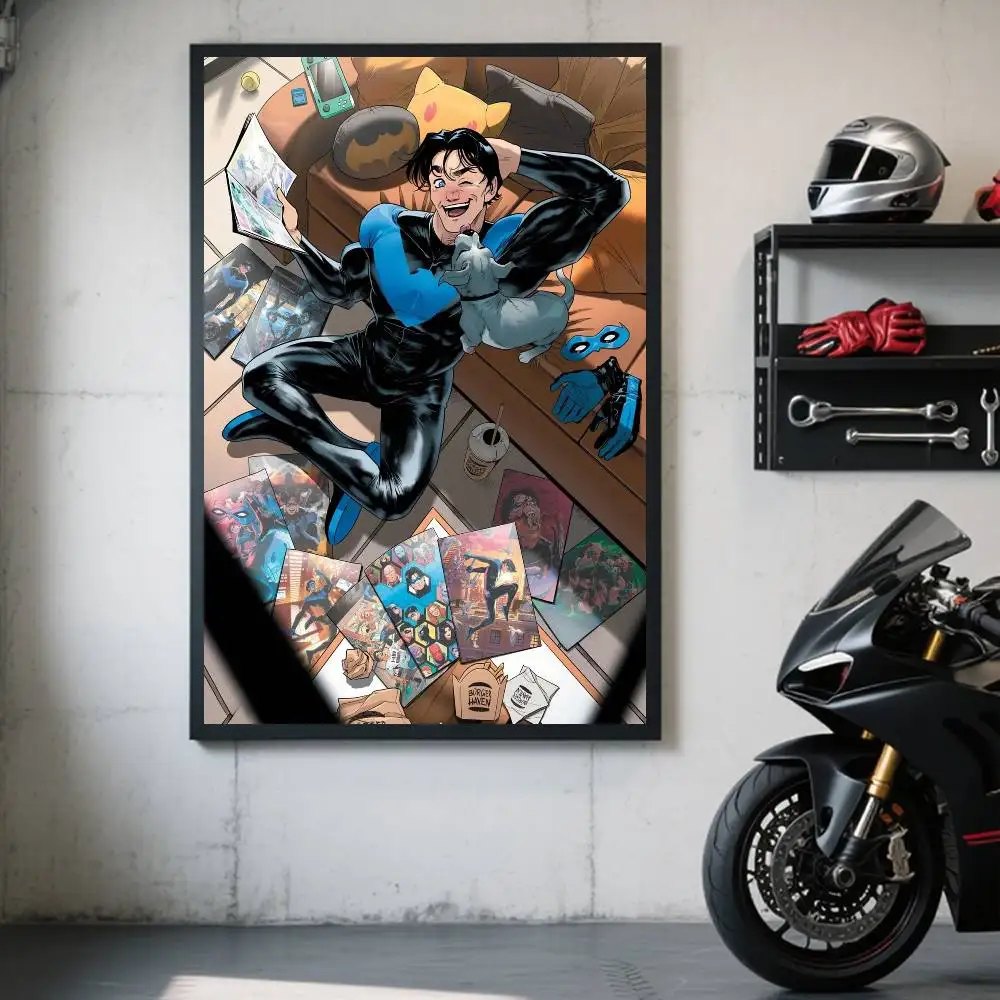 1 Stück Justice League Charakter Nightwing Poster, selbstklebender Kunst-Aufkleber aus wasserfestem Papier, Kaffeehaus, Bar, Zimmer, Wanddekoration – Detail 13