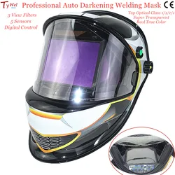 Auto Darkening Welding Mask 3 Filters View Size 115x85mm DIN 4-14 Optical 1111 5 Sensors ANSI CSA AS/NZS Welding Helmet