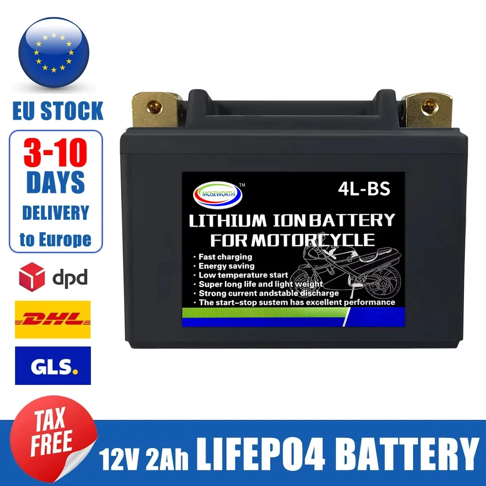 Motorcycle Battery 12V LiFePO4 Lithium Ion 4L-BS 160CCA Size-113x70x89mm Built-in BMS Board Lithium Phosphate Ion Battery