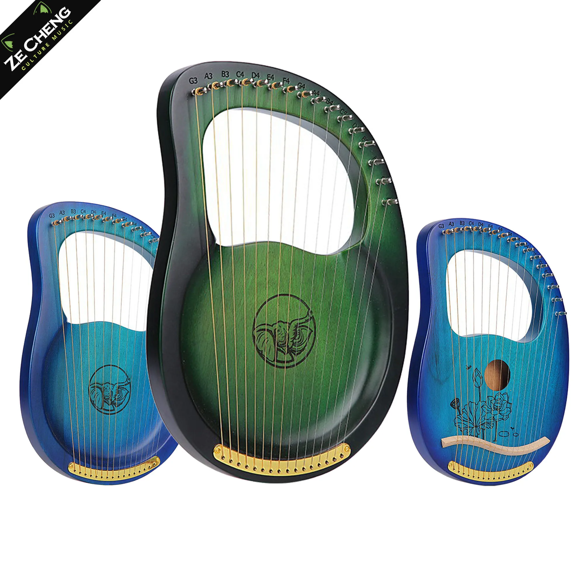 

16 String Lyre Harp, Portable Solid Wood Lyre Harp Instrument Easy to Learn for Beginners Adults Kids