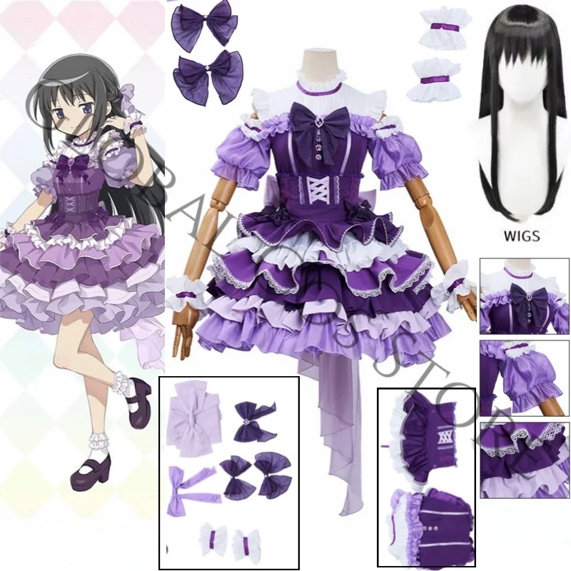 

Anime Puella Magi Madoka Magica Akemi Homura Purple Performance Cosplay Costume Women's Lolita Dress for Idol Stage Conventions