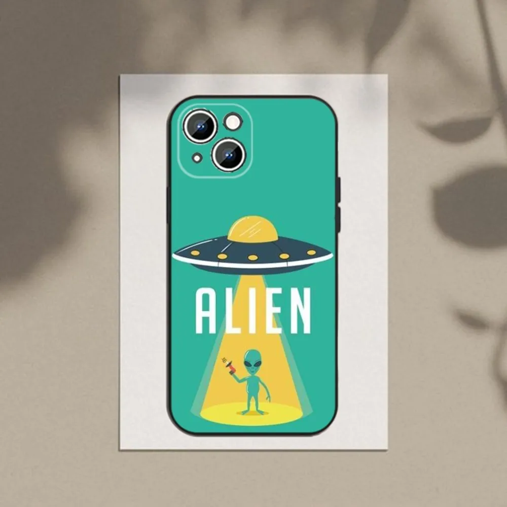 Alien Martian UFO  Phone Case For Apple iPhone 15,14,13,12,11,XS,XR,X,8,7,Pro,Max,Plus,mini Silicone Black Cover