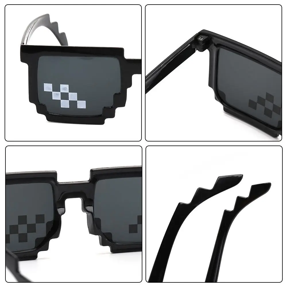 Funny Pixelated Mosaic Sunglasses Party Disco Cool Glasses Halloween Cosplay Decorative Shades Photo Props Glasses