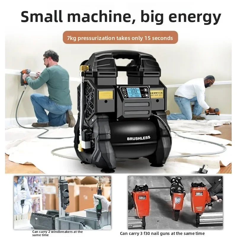 Portable Inverter Air Compressor,Oil‑Free Silent High‑Pressure 220V Mini Air Pump For Woodworking Spray Painting Work