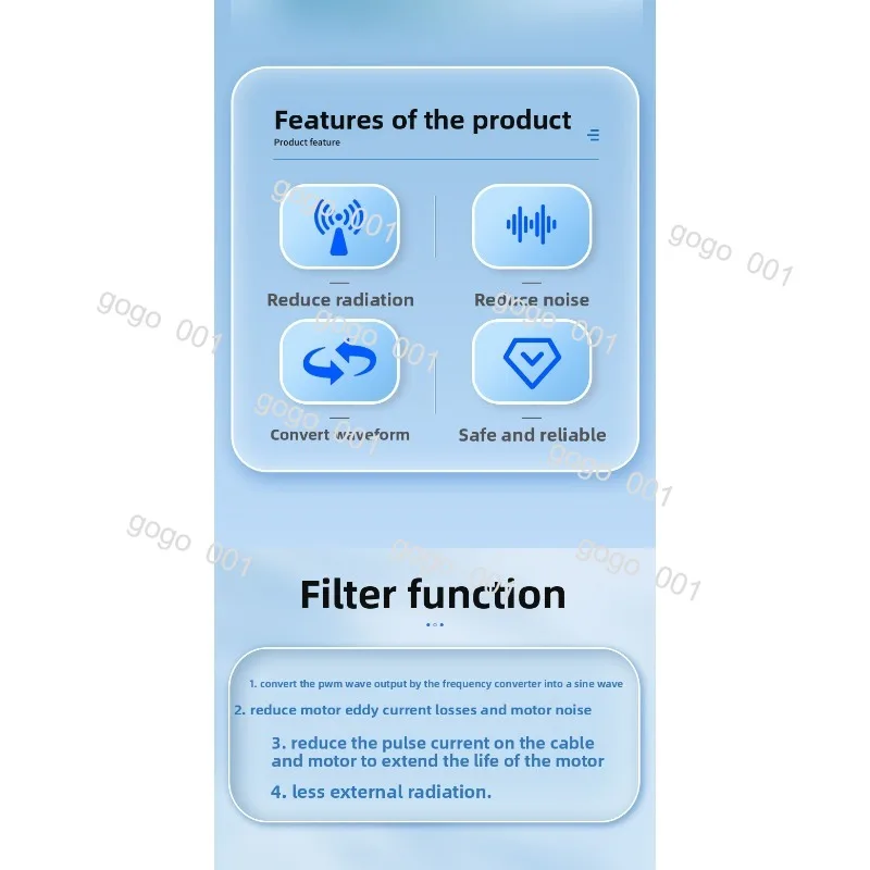 Inverter Output Sine Wave Filter 3 Phase, Reduce Harmonic Noise  for Motor Protection,  Filter
