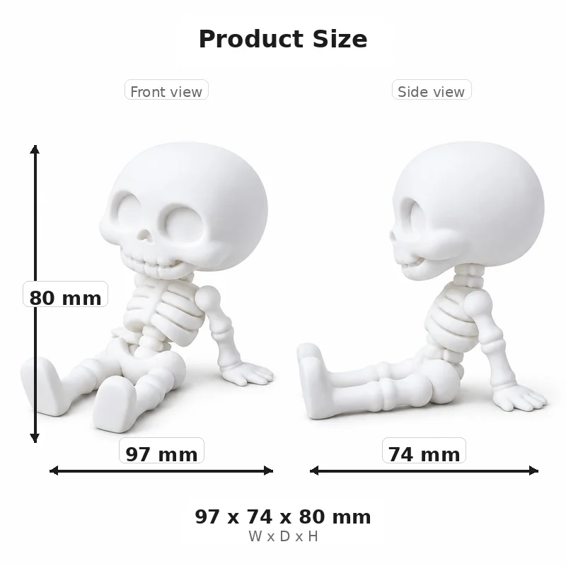 Halloween Gothic Mini Skeleton Statue 3D Printing Plastic Articulated Sitting Skull Desktop Decor Ornament