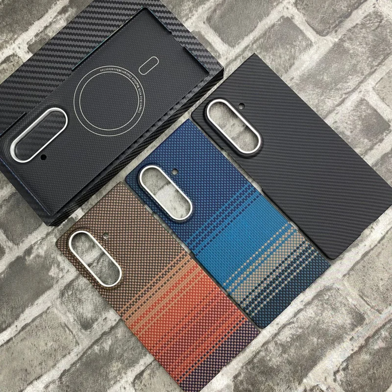 

Aramid Fiber Case For Samsung Galaxy Z Fold 7 Carbon Fiber Magsafe Case Magnetic Shell Cover Camera Lens Protection