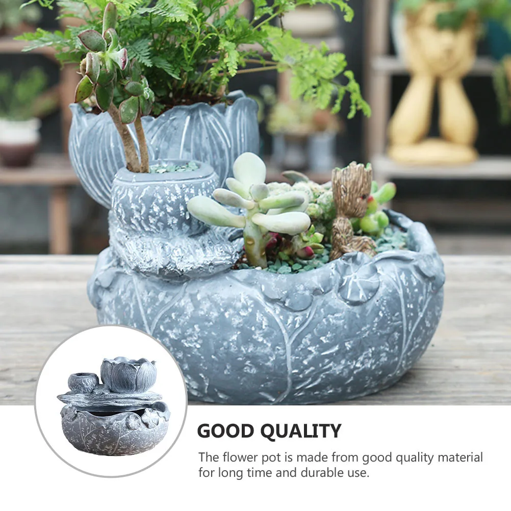 

Three Part Lotus Leaf Shaped Flower Pot for Succulents and Bonsai Creative Desktop Decor Garden Plant Container Tabletop