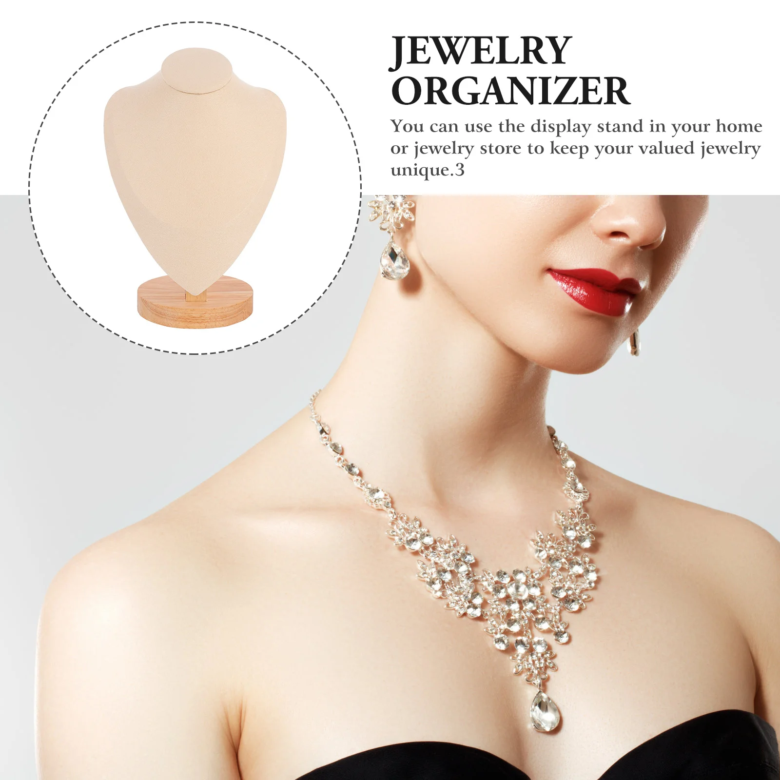 

Necklace Rack Display Elegant Flannel Bamboo Jewelry Stand Organizer for Home Jewelry Store Necklace Pendant Display Holder