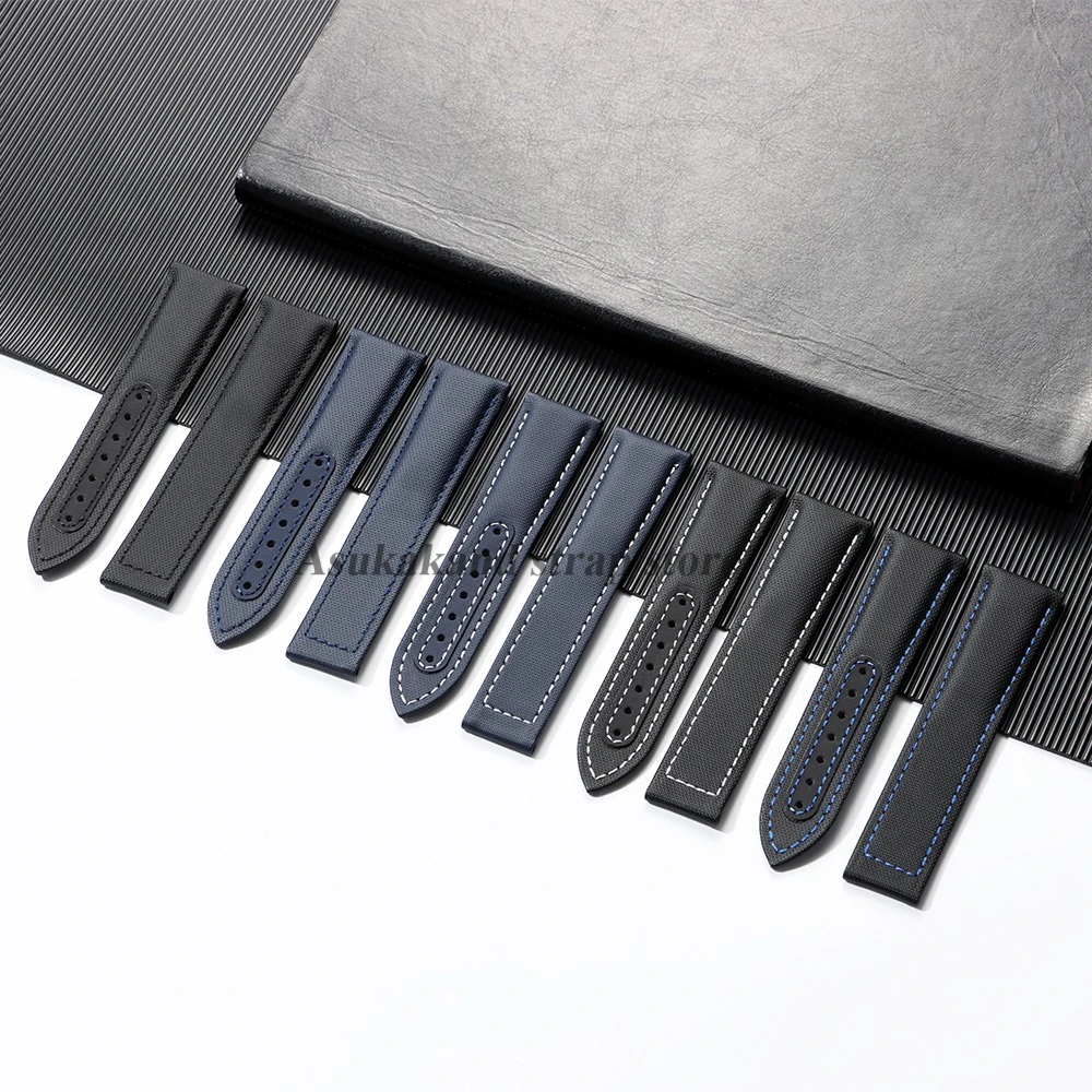 ナイロン + レザー時計バンドオメガ時計ストラップ用シーマスター 300 AT150 ストラップユニバーサルキャンバス男性 20 ミリメートル 22 ミリメートルブレスレットセイコー