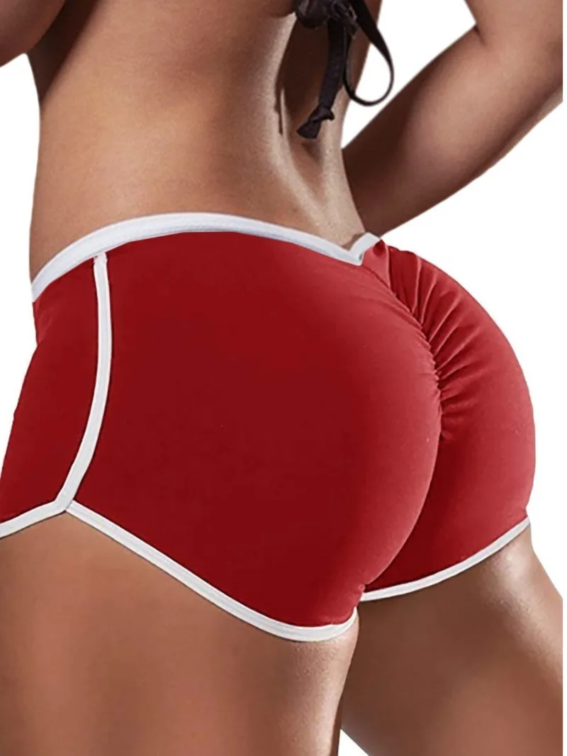 Multicoloured Sporty Elastic Shorts Women's Large Sexy Solid Color Low Waist Sports Pants Running Tight Hip Lifting Shorts NNRX