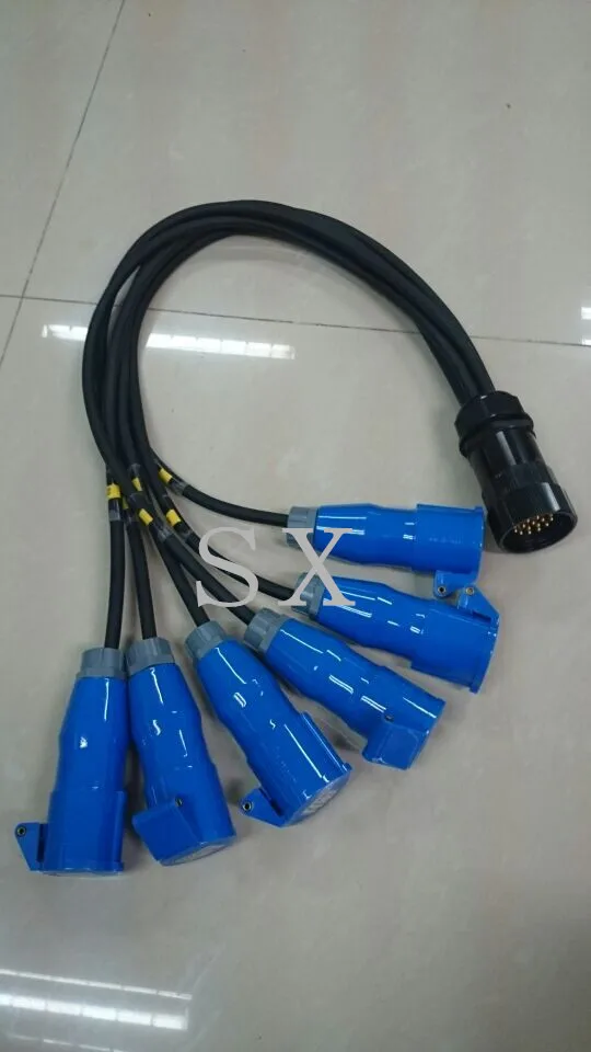 6 way 19pin socapex breakout cable to 16A plug connectors socapex split cable