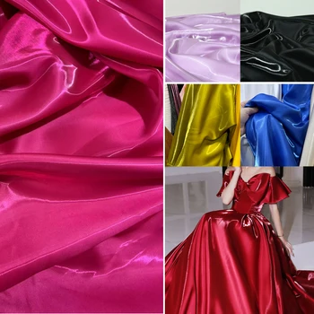 Luxury Glossy Metallic Liquid Satin Fabric by Yard Shiny Water Gloss Satin for Wedding Dress Suit Clothing Designer DIY Material