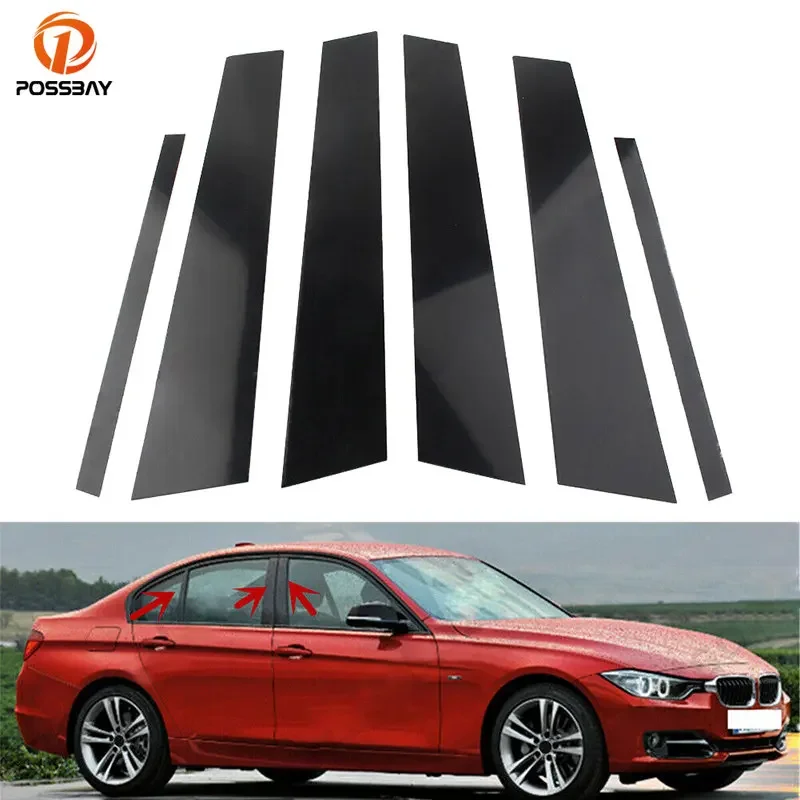 6Pcs Glossy Black Exterior Accessories For BMW 3 Series G20/G21 2019 2020 2021 2022 2023 Car Pillar Posts Door Trim Decal Cover