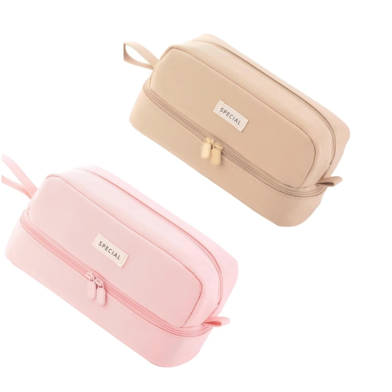 

Пенал большой емкости с двумя отделениями для девочек и мальчиков-подростков, школьников, взрослых, кофе