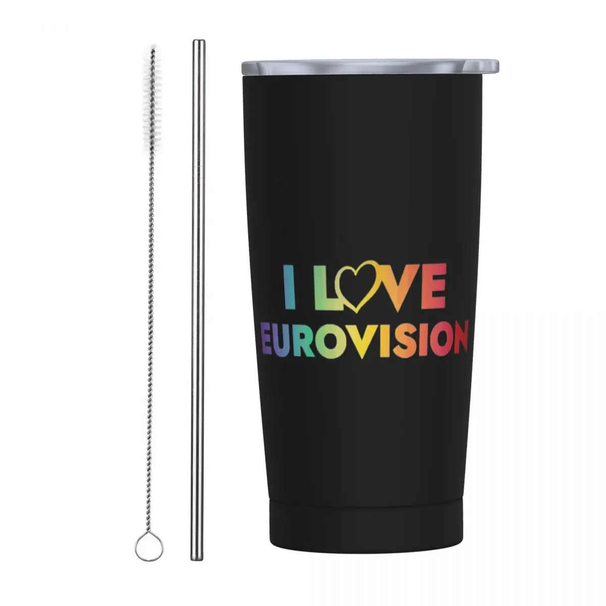 

I Love Eurovision Stainless Steel Tumbler Vacuum Insulated Mugs Thermal Cold Cups Straws With Lid 20oz