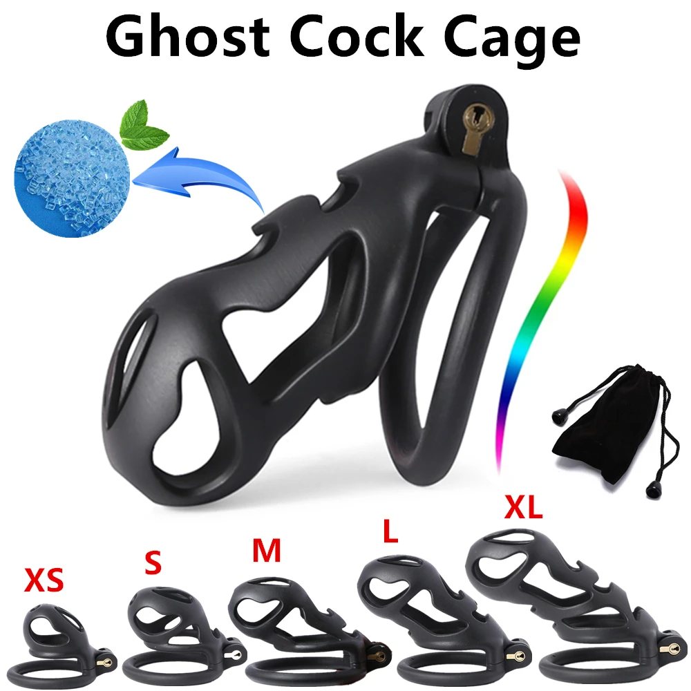 New Ghost Cage Set Lightweight Male Custom Curved Chastity Device Kit Penis Ring Cock Ring Cock Cages Trainer Belt Sex Toys Men