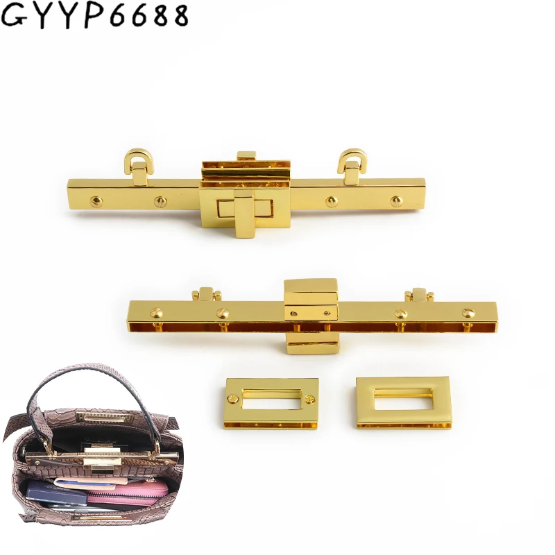 

1-4-10PCS K Gold 21.8/16.8CM Metal Cast Solid Double Twist Locks For Bags Handbag Tote Carrying Handle Clasp Buckles Accessories