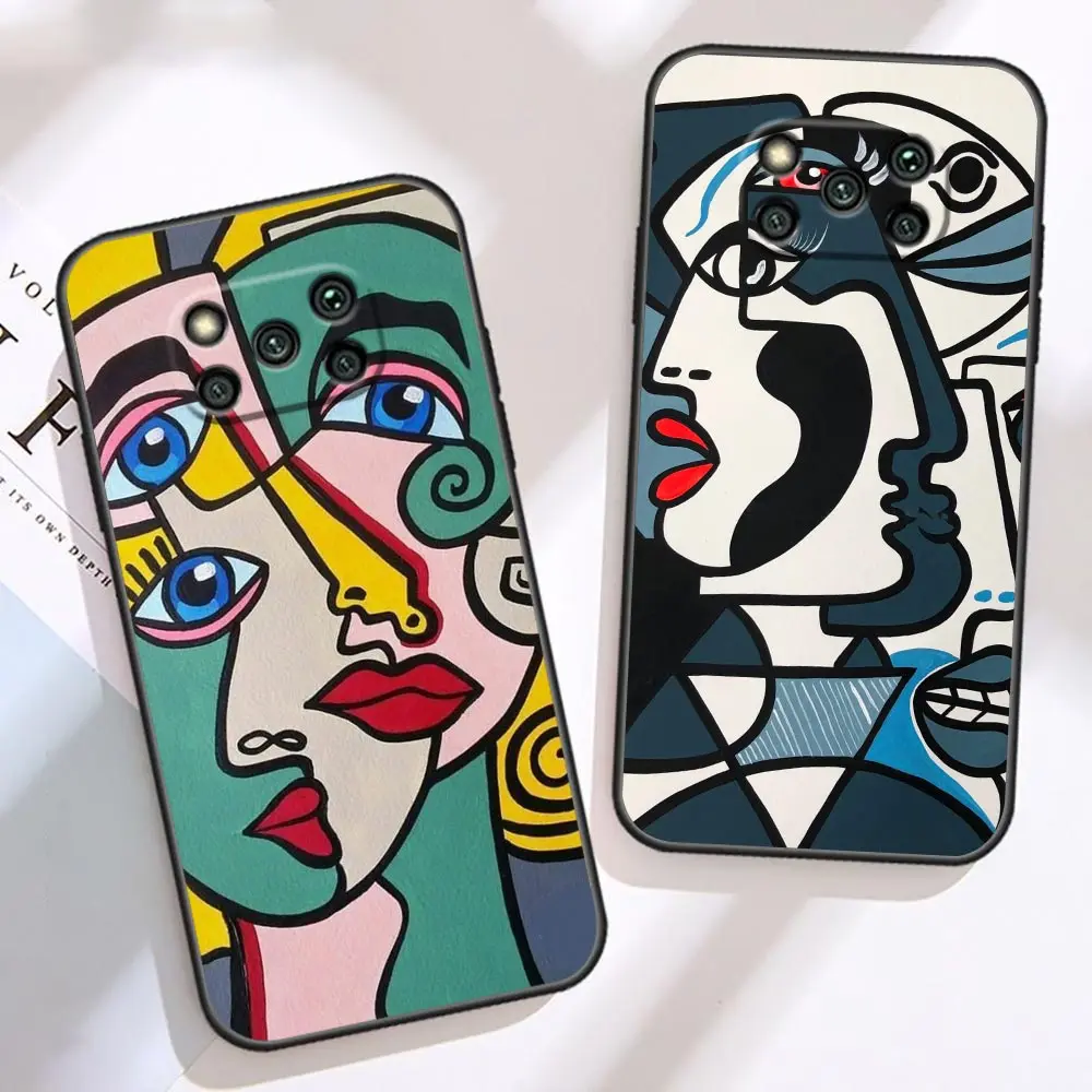 Case For Xiaomi Poco X5 X4 X3 M5 M4 M3 GT Pro NFC 5G 4G Black Shark 5 Mix 3 2S 2 4 Case P-Picasso Abstract Art Painting Graffiti