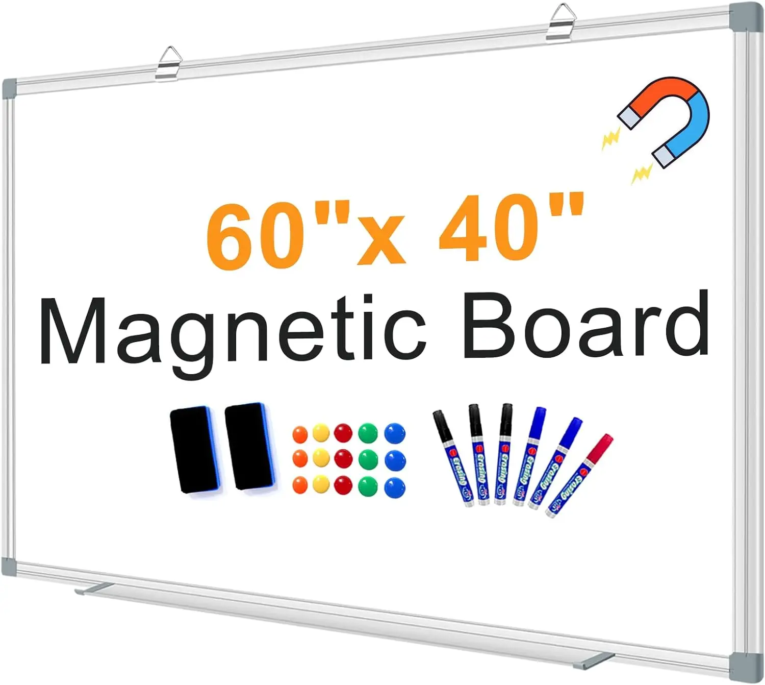 

Large Magnetic Dry Erase Whiteboard, 60"X40" Wall Board with Pen Tray for Home Office Classroom