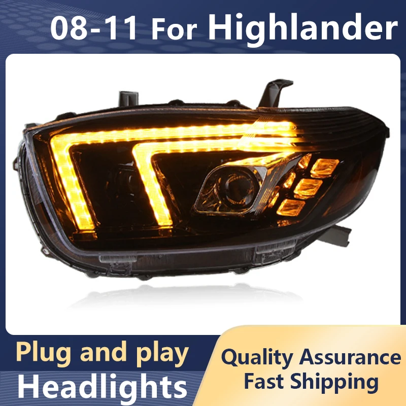 

Car Styling Headlights For Toyota Highlander 2008-2011 LED Animation DRL Dynamic Turn Signal Head Lights Auto Accessories