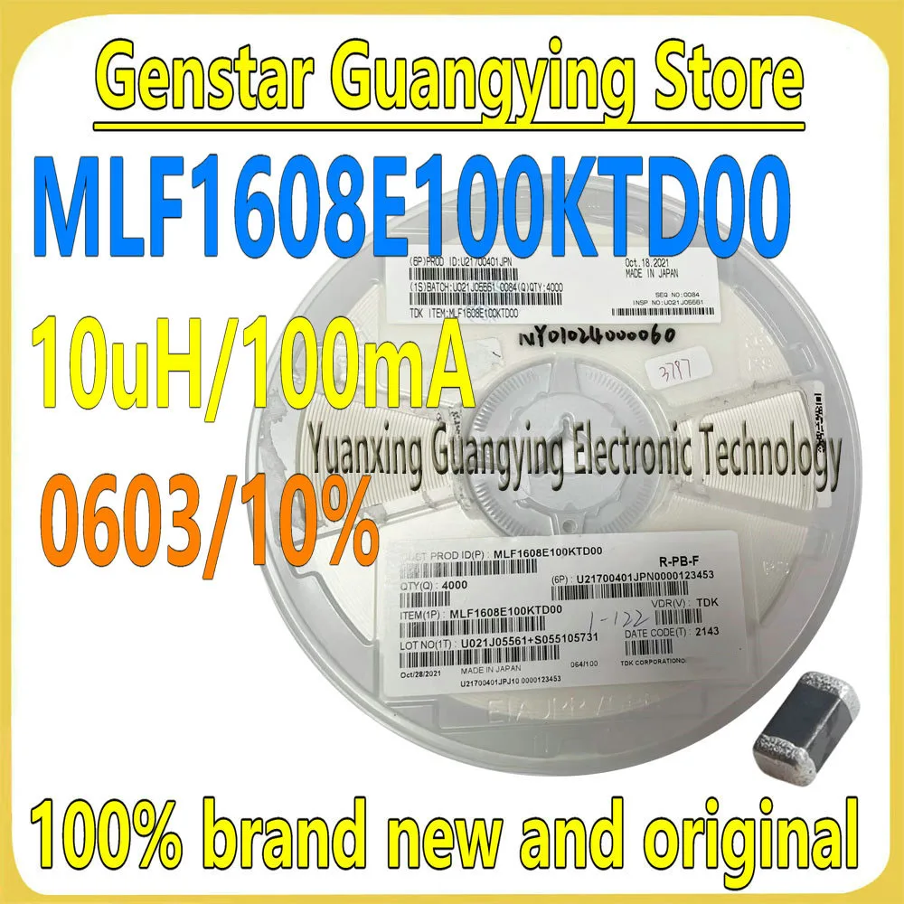 (100 pieces) MLF1608E100KTD00 10UH 100mA 10% 0603 Surface Mount Multilayer Inductor 100% brand new original