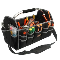 1680D Oxford Cloth Tool Bag Iron Tube Multifunctional Electrician Tools Storage Large Capacity Woodworking Handbag Toolbag