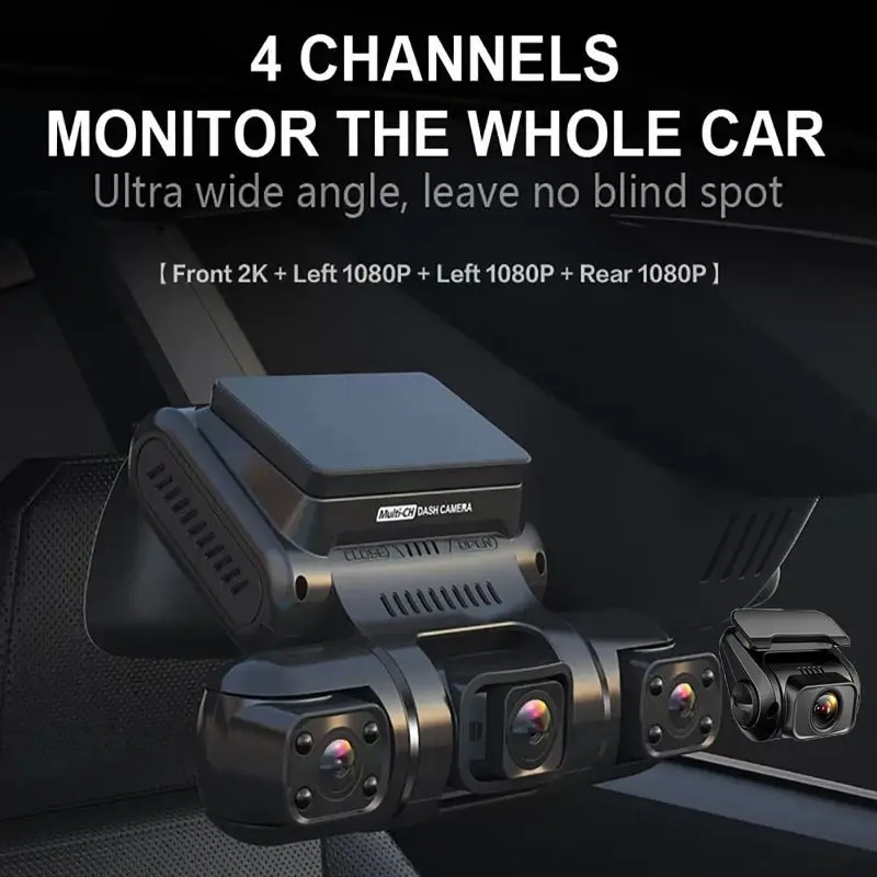 FHD 2K 4 Channel Car Recorder camer With Night Vision WiFi GPS Car Dash camer 360 Panorama HD Auto Video Recorder Car Dvr