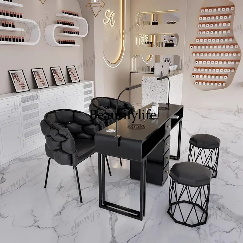 E182  Italian Minimalist Manicure Nail Table With Drawers Multifunctional Modern Nail Table Elegant Classic Mesa Salon Furniture
