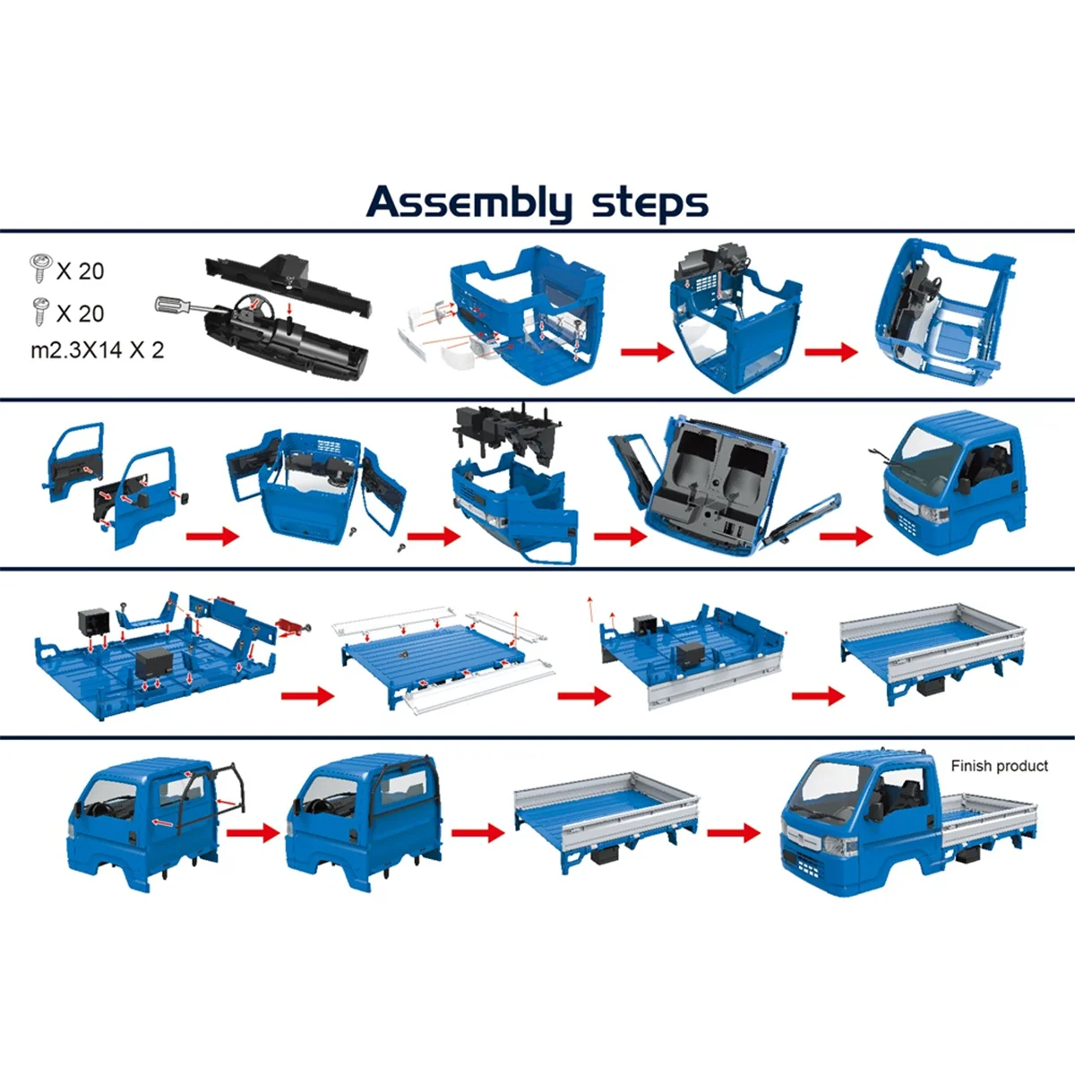 

Y04A RC Car Body Shell Truck Bodyshell for 1/16 D12 WL01 LD1297 RC Car Upgrade Parts Spare Accessories Blue