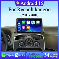 Android 15 Carplay Auto For Renault kangoo 2008 2009 2010 2011 2012 2013 2014 2015 - 2018 Car Radio Multimedia Video Player GPS