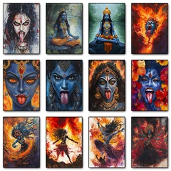 Hinduism Goddess Kali Posters Hindu Mythology Prints Canvas Printing Vintage Wall Art Picture for Living Room Home Decoration