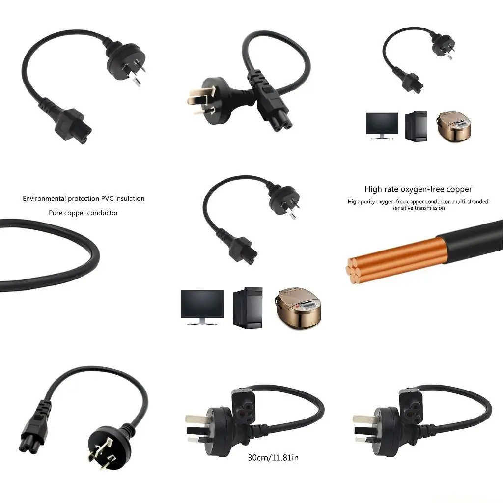 E56B 3Pin Connectors SAA to IEC320-C5 Converters Adapters Cable Cord Extension Wire
