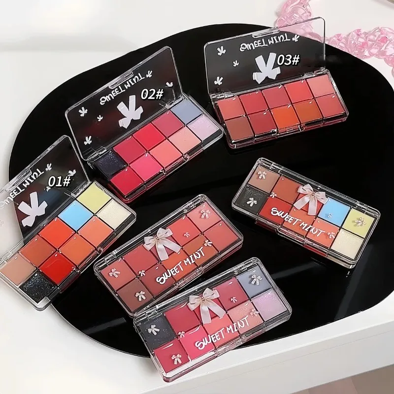 10-Kleur Jelly Lipgloss Plaat Spiegel Kristal Lipsick Hydraterende Waterglas Rood Oranje Lipolie Balsem Sexy Mollige Make-Up Palette