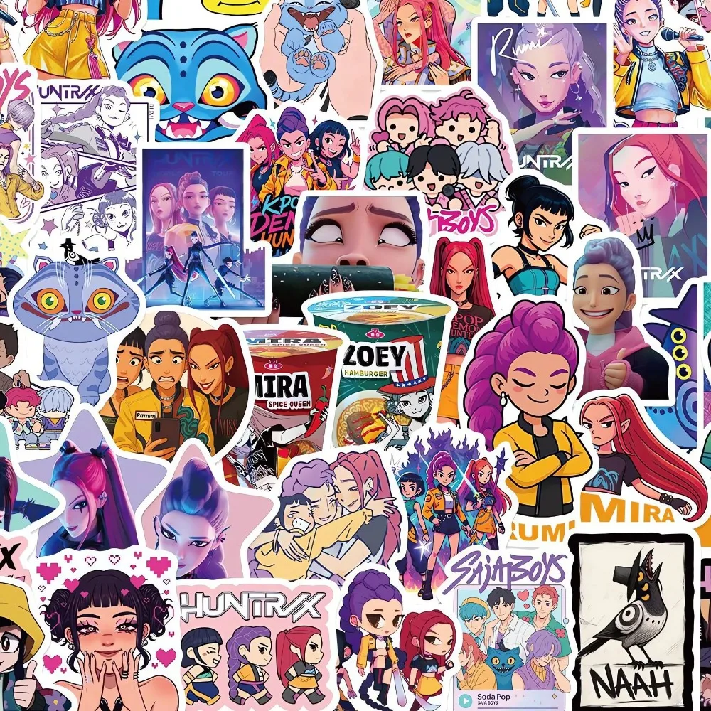 50/55/60Pcs KPop Demon Hunters Stickers KPop Demon Hunters DIY Stickers Scrapbooking Phone Luggage Skateboard Waterproof Decals