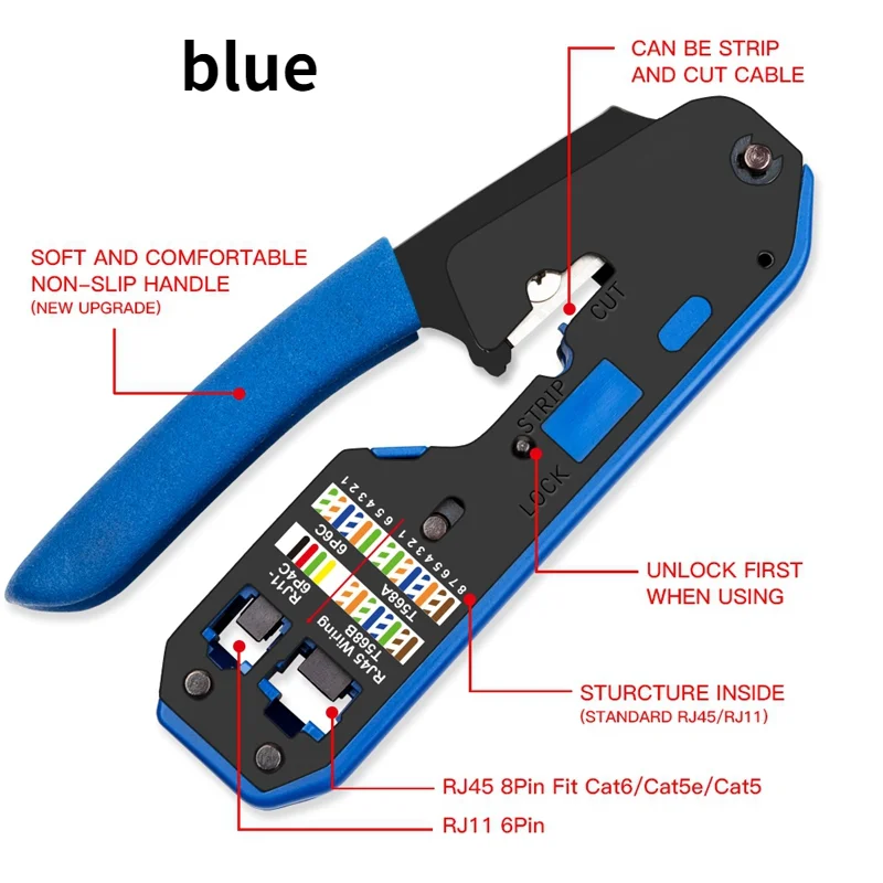 cabo de rede ferramenta crimper descascamento alicate stripper para rj45 cat6 cat5e cat5 rj11 rj12 conector 01