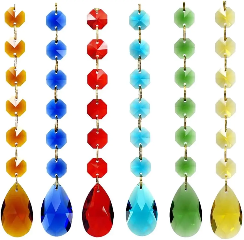 10PC 38mm Teardrop Octagon Crystal Glass Beads Pendants for Chandelier Lamp And Curtain Decor