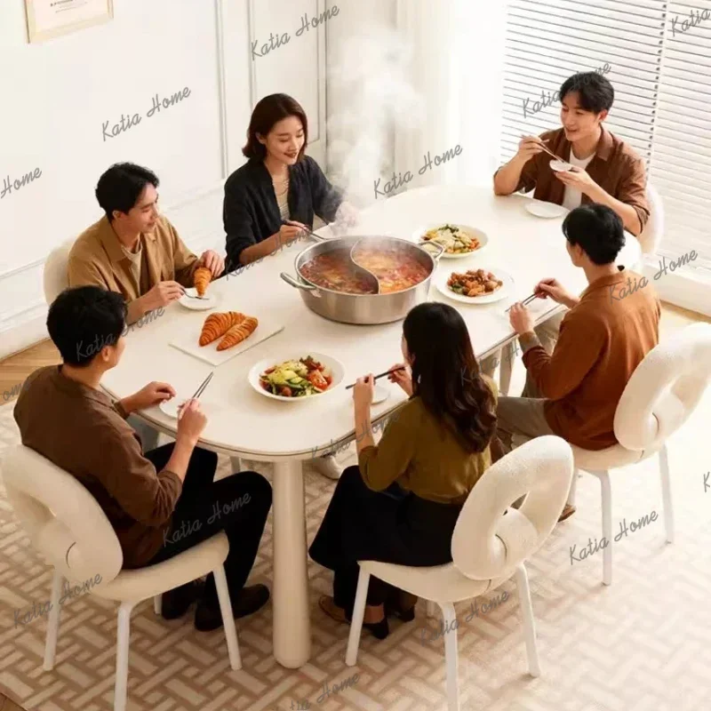YJ White House Dining Tables French Cheap Lounge Center Oval Dining Tables Service Modern Mesa Redonda Comedor Marble Furniture