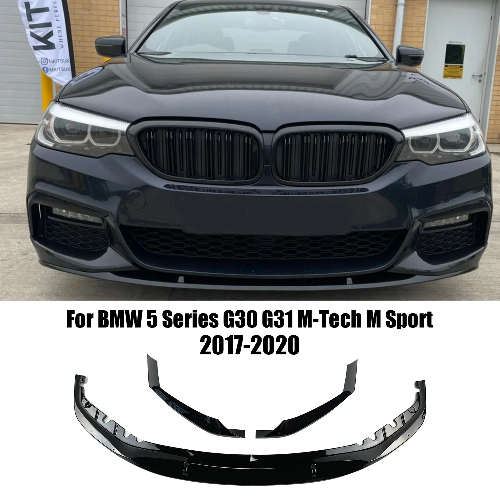 4PCS For BMW 5 Series G30 G31 M-Tech M Sport 2017-2020 Car Front Bumper Lip Spoiler Lower Air Vent Corner Side Splitter Cover