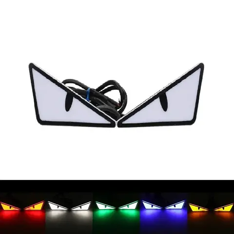 2개 범용 오토바이 LED 데빌 아이 라이트 번호판 헤드라이트 자동차 개조 장식 방향 지시등 테일 램프 12V