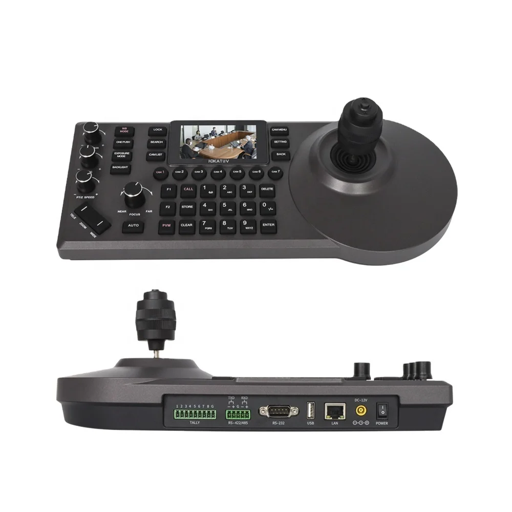 NDI PTZ Camera Joystick Controller, 4D PTZ Keyboard PELCO D/P RS232 RS485 For Video Conference Church Live Streaming