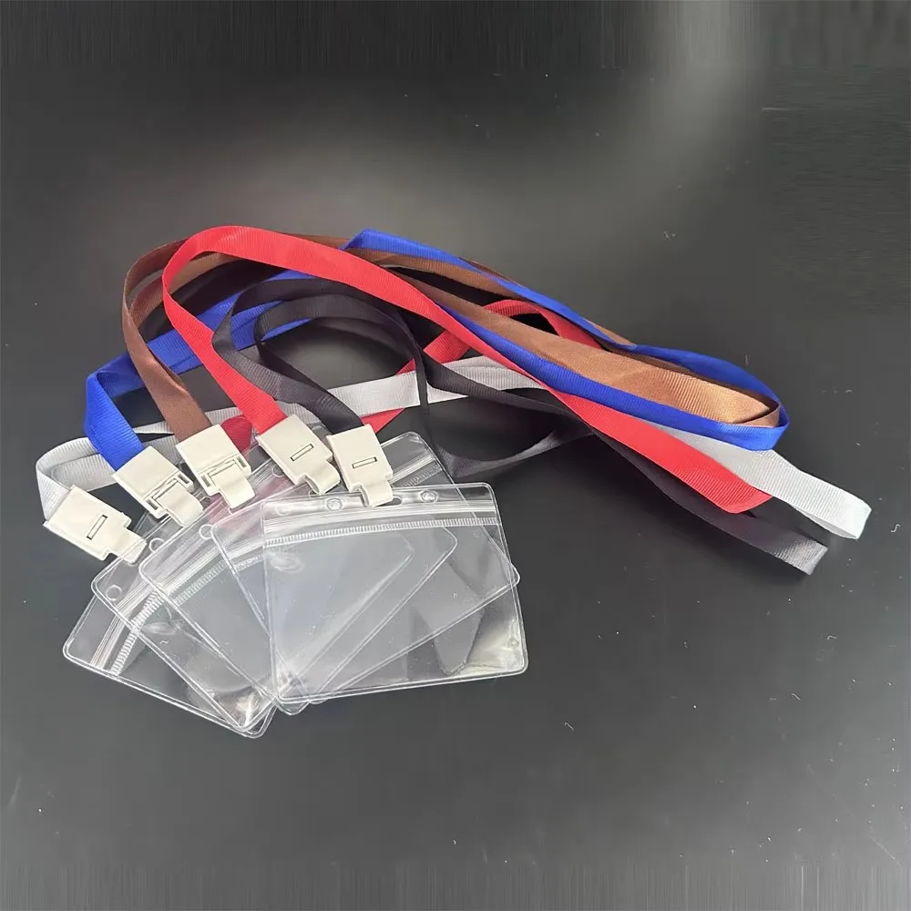 12 Sets Fashion Card Cover With Lanyard Work ID Card Holder Badge Holder Bus Business School Work Card ID  Pass Case Strap