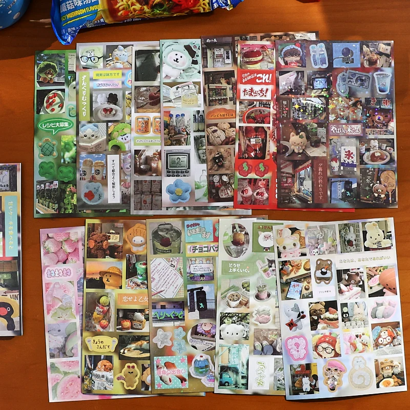 30-Sheet Retro Cartoon Glitter Die-Cut Sticker Book