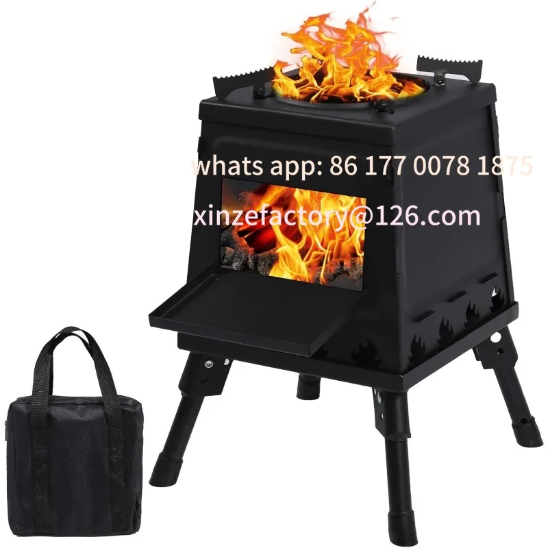 

Customizable Wood Burning Camping Wood Stove Portable Cast Iron Camping Wood StoveBlack Woodstove with Carrying Case