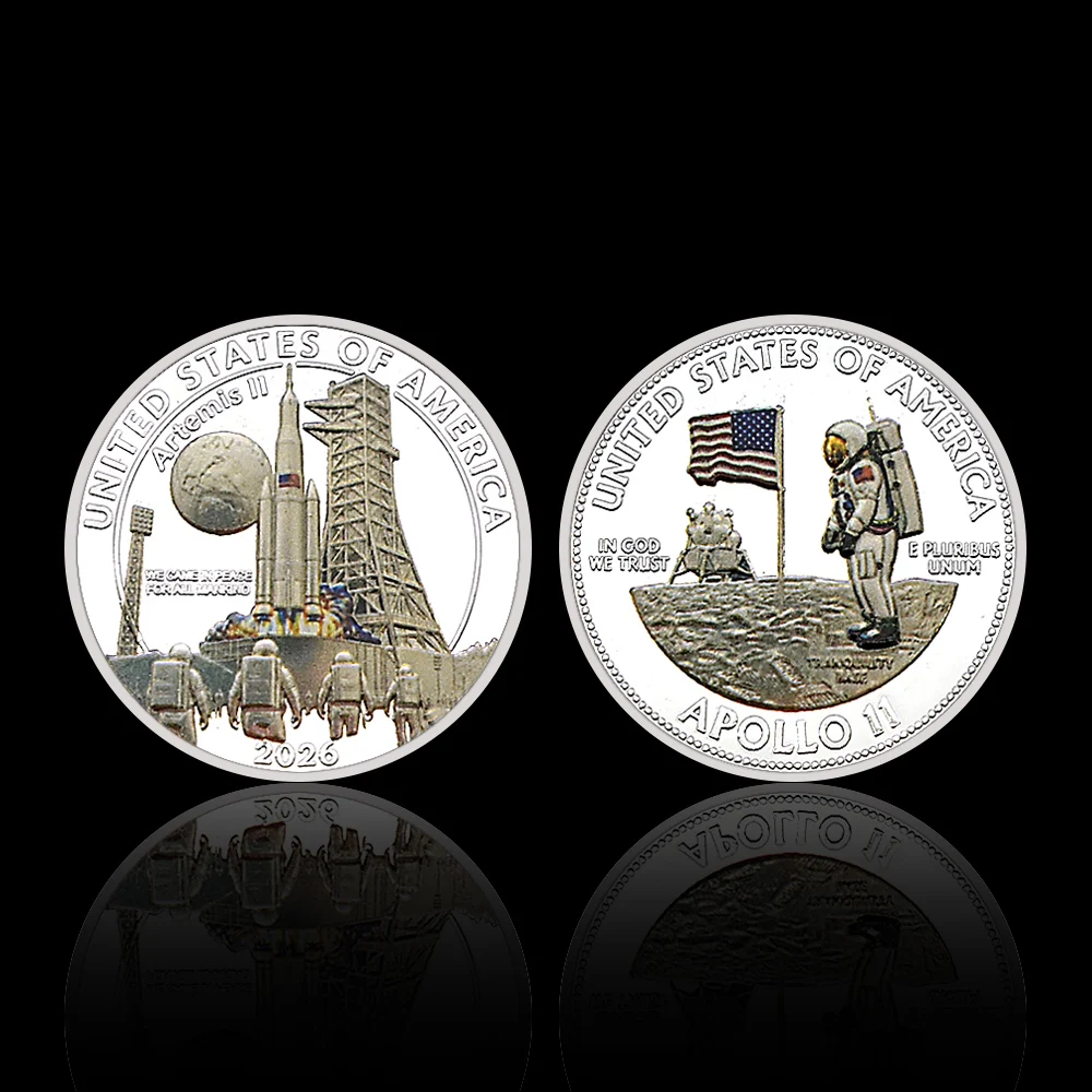 2026 NASA Artemis II Commemorative Coin - Apollo 11 Lunar Mission Tribute, Space Exploration Souvenir gift replica