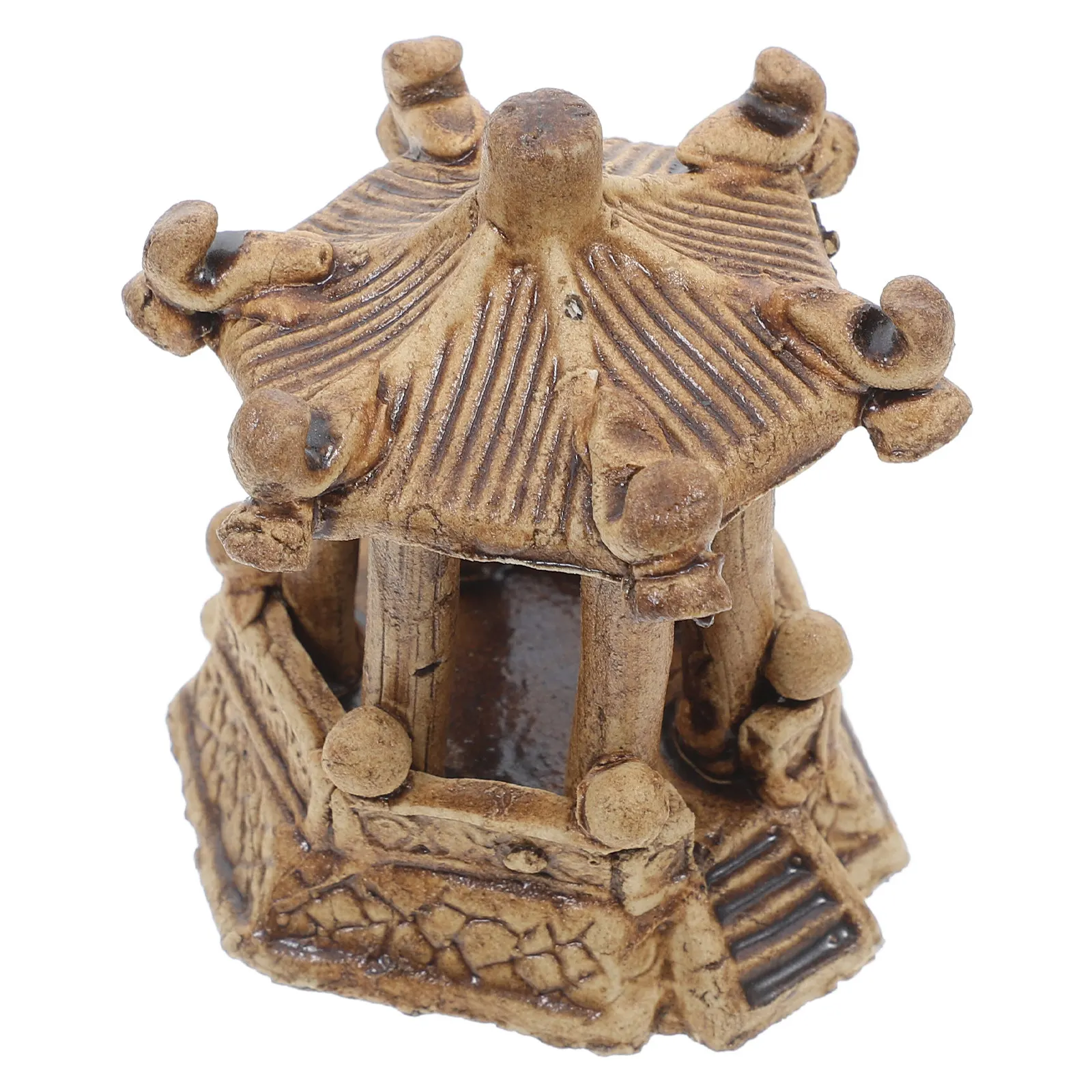 Miniature Hexagonal Pagoda Statue Ceramic Bonsai Decor Zen Garden Asian Aquarium Fish Tank Landscape Mini Pagoda Statue