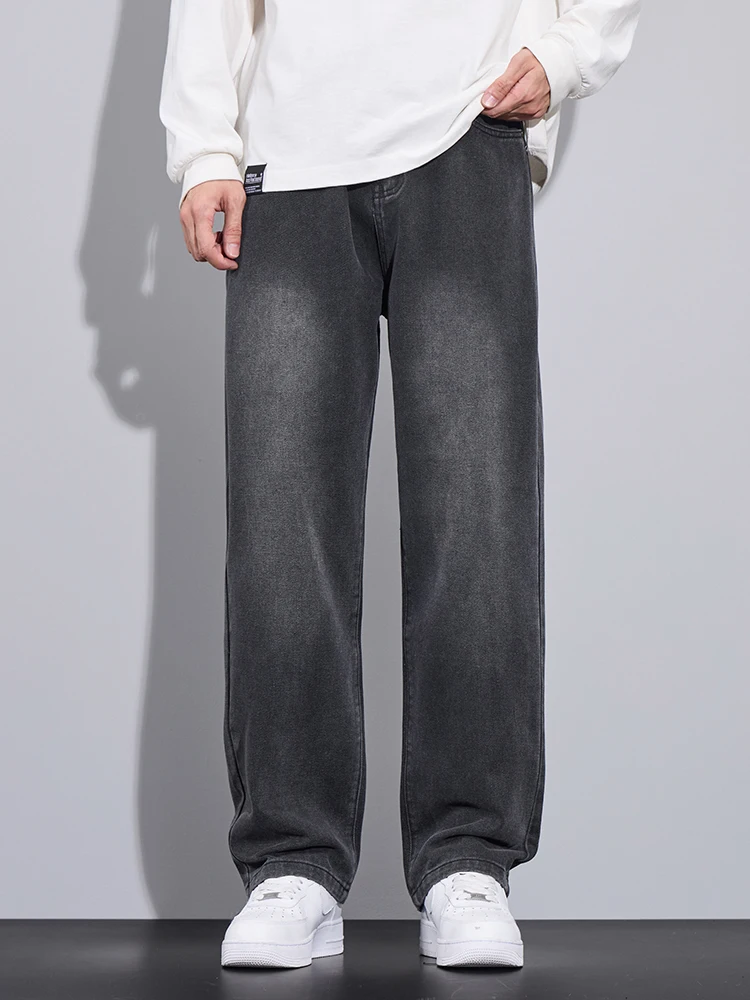 4 Colors Men\'s Wide Jeans 2025 Spring Autumn New Korean Fashion Casual Baggy Straight Denim Pants Male Streetwear