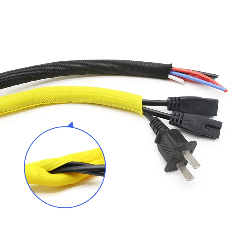 3mm ~ 60mm Black Self Closing PET Expandable Braided Sleeve Insulation Wrap Wire Protecter Self-Closed Cable Organiser Sheath